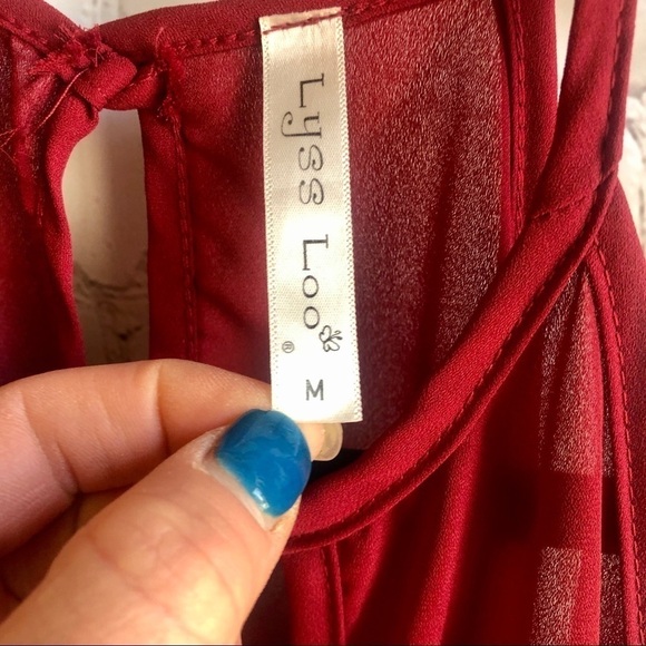 Red, long sleeve, cold shoulder blouse. Medium - Picture 5 of 6